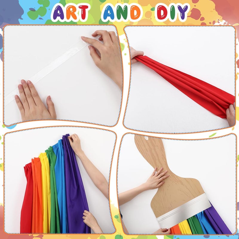 Mindsoft 85 Inches 3D Art Painting Classroom Wall Decor Rainbow Bulletin Board Decorations Set DIY Paint Brush Cutout Rainbow Cloth Back to School Decorations for First Day of School Chalkboard Wall - Image 3